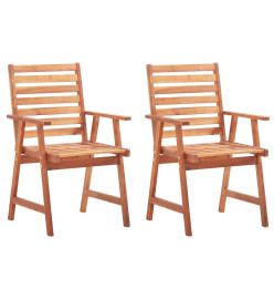 Chaises à dîner d'extérieur 2 pcs avec coussins Acacia massif