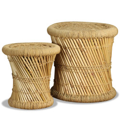 Tabourets lot de 2 Bambou et jute
