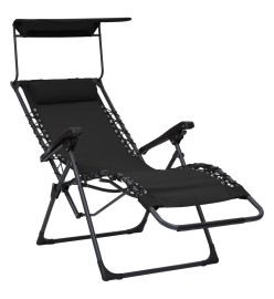 Chaises pliables de terrasse 2 pcs Textilène Noir