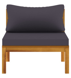 Ensemble de canapés 2pcs avec coussins gris foncé Acacia solide