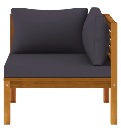 Ensemble de canapés 2pcs avec coussins gris foncé Acacia solide
