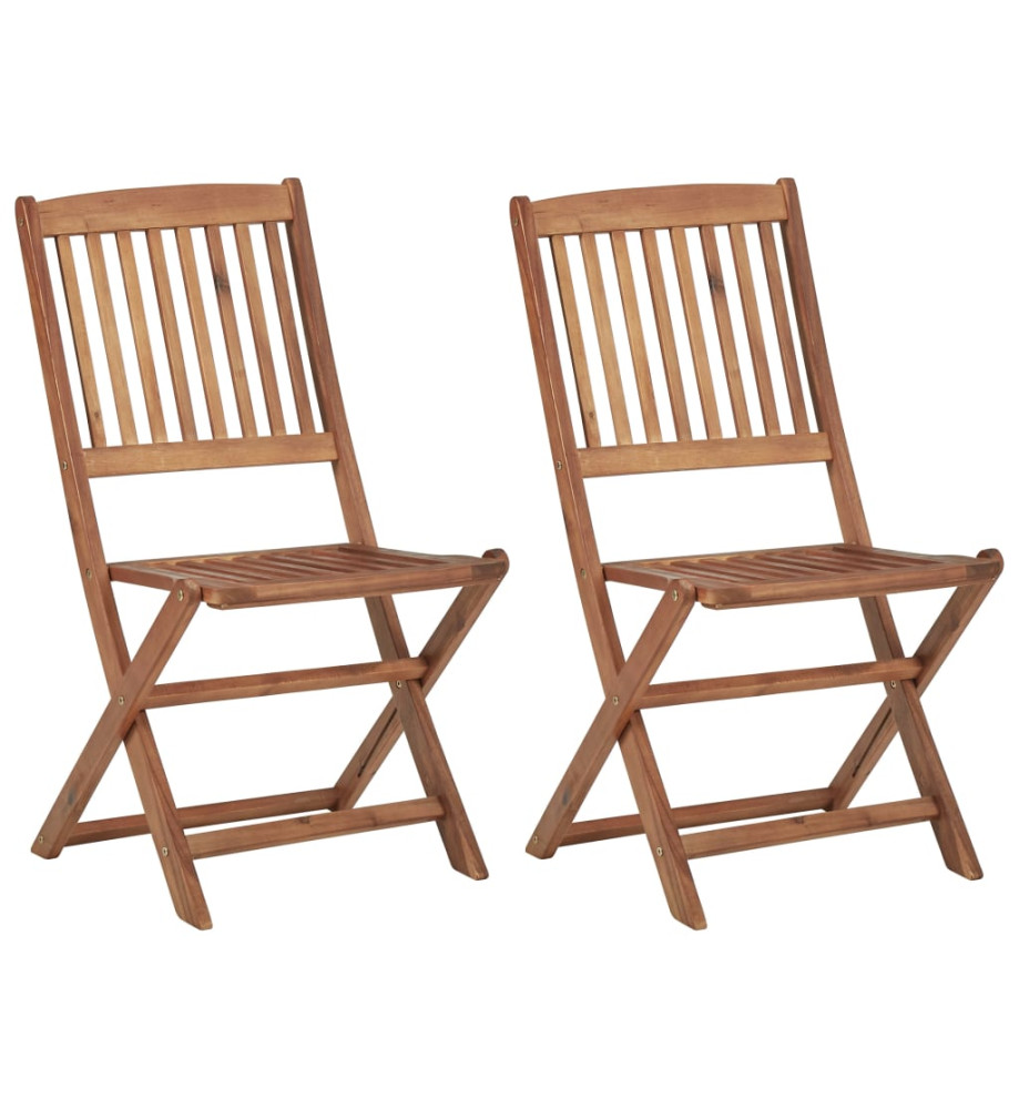 Chaises pliables d'extérieur 2 pcs Bois d'acacia solide Chaises pliables d'extérieur 2 pcs Bois d'acacia solide