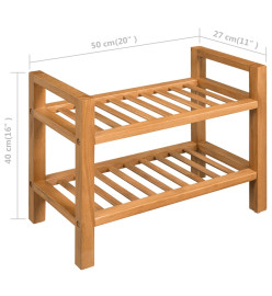 Étagère à chaussures avec 2 étagères 50x27x40 cm Chêne massif