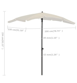 Parasol de jardin avec mât 200x130 cm Sable