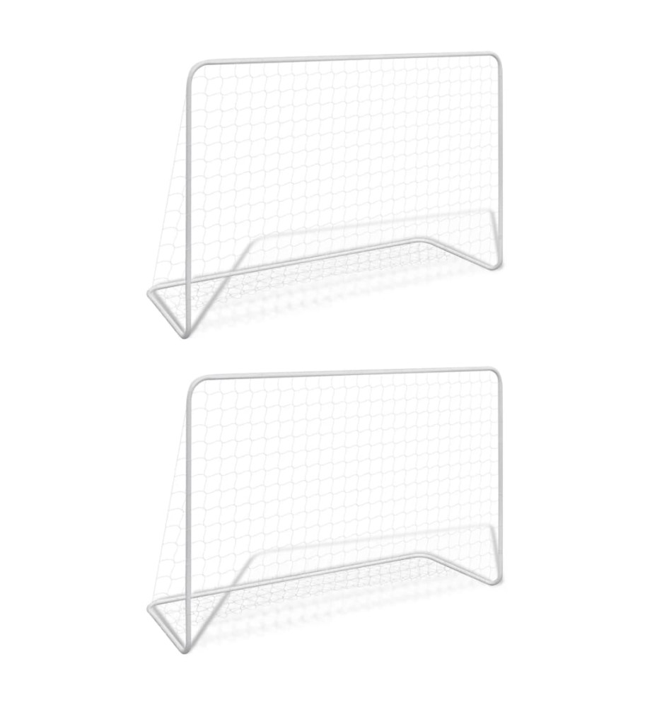 Buts de football 2 pcs avec filets 182x61x122 cm Acier Blanc