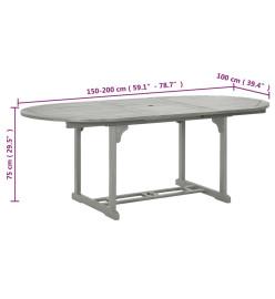 Table de jardin Gris 200x100x75 cm Bois d'acacia massif