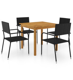 Ensemble de salle à manger de jardin 5 pcs Noir