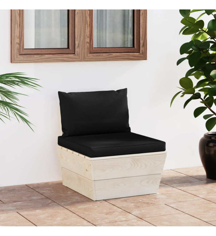 Canapé central palette de jardin avec coussins Épicéa imprégné Canapé central palette de jardin avec coussins Épicéa imprégné