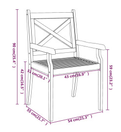 Chaises à dîner d'extérieur 2 pcs Bois d'acacia massif