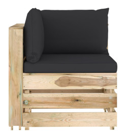 Salon de jardin 6 pcs avec coussins Bois imprégné de vert