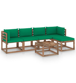 Salon de jardin 6 pcs avec coussins vert