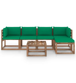 Salon de jardin 6 pcs avec coussins vert