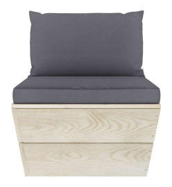 Salon de jardin palette 9 pcs avec coussins Épicéa imprégné