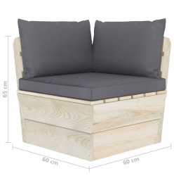 Canapé palette à 2 places de jardin avec coussins Bois d'épicéa
