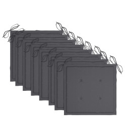 Chaises de jardin avec coussins anthracite 8 pcs Teck massif