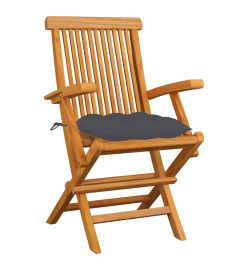 Chaises de jardin avec coussins anthracite 3 pcs Bois de teck