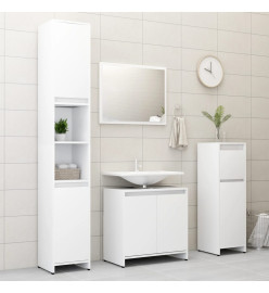 Ensemble de meubles de salle de bain 3 pcs Blanc Aggloméré