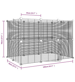 Cage animaux de compagnie à 20 panneaux et porte Noir 35x35 cm