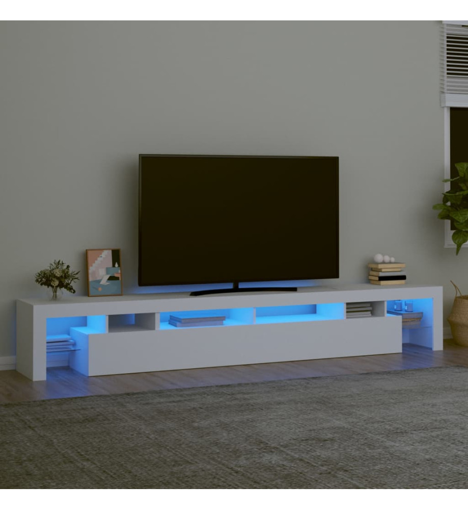 Meuble TV avec lumières LED Blanc 260x36,5x40 cm