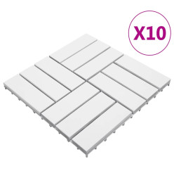 Carreaux de terrasse 10 pcs Blanc 30x30 cm Bois d'acacia solide