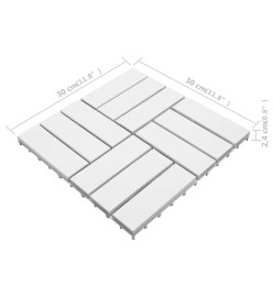 Carreaux de terrasse 10 pcs Blanc 30x30 cm Bois d'acacia solide