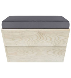 Salon de jardin palette 5 pcs avec coussins Épicéa imprégné