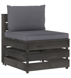 Salon de jardin 6 pcs avec coussins Bois imprégné de gris