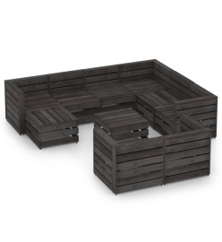 Salon de jardin 10 pcs Bois de pin imprégné de gris