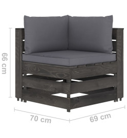 Salon de jardin 8 pcs avec coussins Bois imprégné de gris