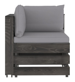 Salon de jardin 7 pcs avec coussins Bois imprégné de gris