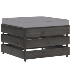 Salon de jardin 7 pcs avec coussins Bois imprégné de gris
