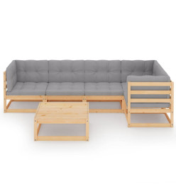 Salon de jardin 6 pcs avec coussins Bois de pin massif