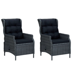 Mobilier à dîner 9 pcs avec coussins Résine tressée Gris foncé