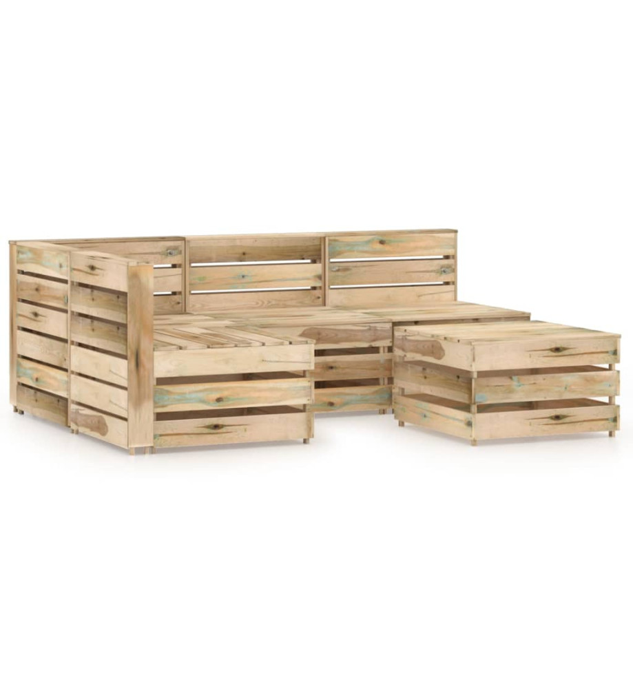 Salon de jardin 5 pcs Bois de pin imprégné de vert Salon de jardin 5 pcs Bois de pin imprégné de vert