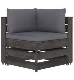 Canapé d'angle sectionnel avec coussins Bois imprégné de gris
