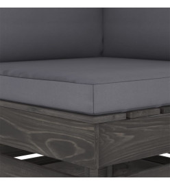 Canapé d'angle sectionnel avec coussins Bois imprégné de gris