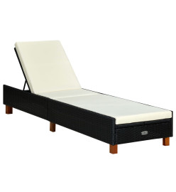Transat avec coussin Résine tressée Noir