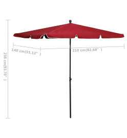 Parasol de jardin avec mât 210x140 cm Rouge bordeaux