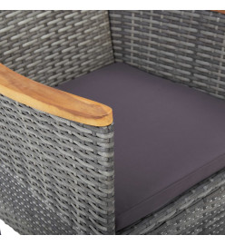 Mobilier à dîner de jardin 11 pcs Résine tressée Gris