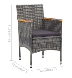 Mobilier à dîner de jardin 11 pcs Résine tressée Gris
