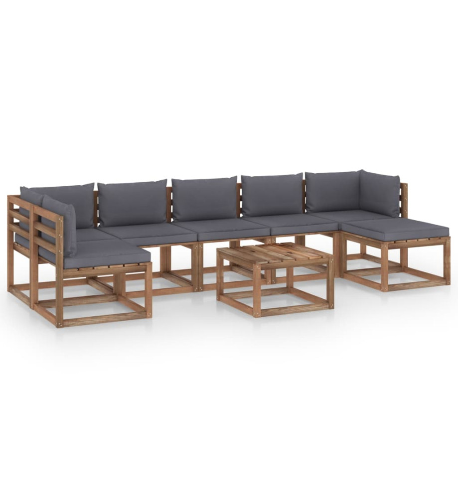 Salon de jardin 8 pcs avec coussins anthracite Salon de jardin 8 pcs avec coussins anthracite