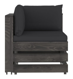 Salon de jardin 8 pcs avec coussins Bois imprégné de gris