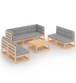 Salon de jardin 8 pcs avec coussins Bois de pin massif