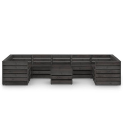 Salon de jardin 10 pcs Bois de pin imprégné de gris