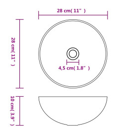 Lavabo de salle de bain Céramique Gris foncé Rond