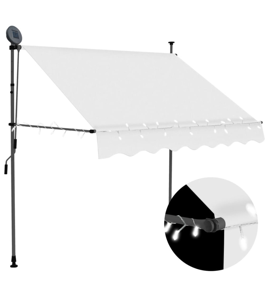 Auvent manuel rétractable avec LED 150 cm Crème