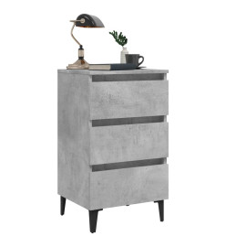 Tables de chevet pieds en métal 2 pcs Gris béton 40x35x69 cm