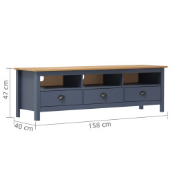 Meuble TV Hill Range Gris 158x40x47 cm Bois de pin solide