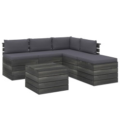Salon palette de jardin 6 pcs avec coussins Bois de pin