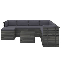 Salon palette de jardin 9 pcs avec coussins Bois de pin massif